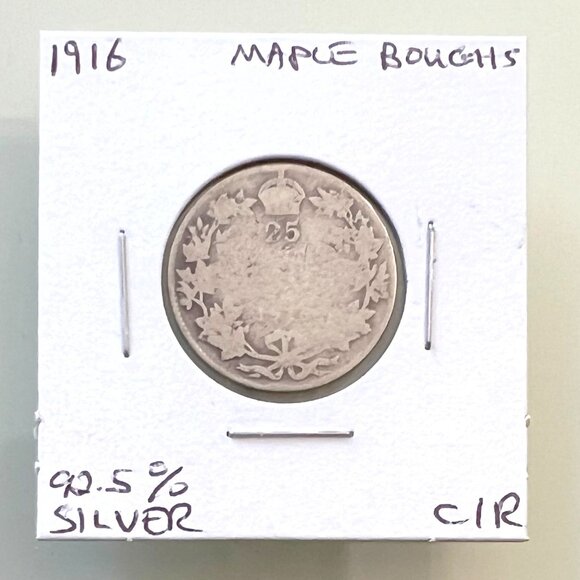 1916, 1917, 1918 & 1919 Canada Sterling Silver 4 x 25¢ Coins! - Picture 3 of 13